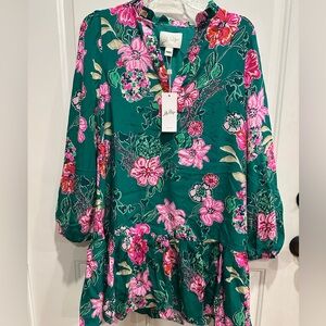 Lilly Pulitzer size 4 green floral dress v neck